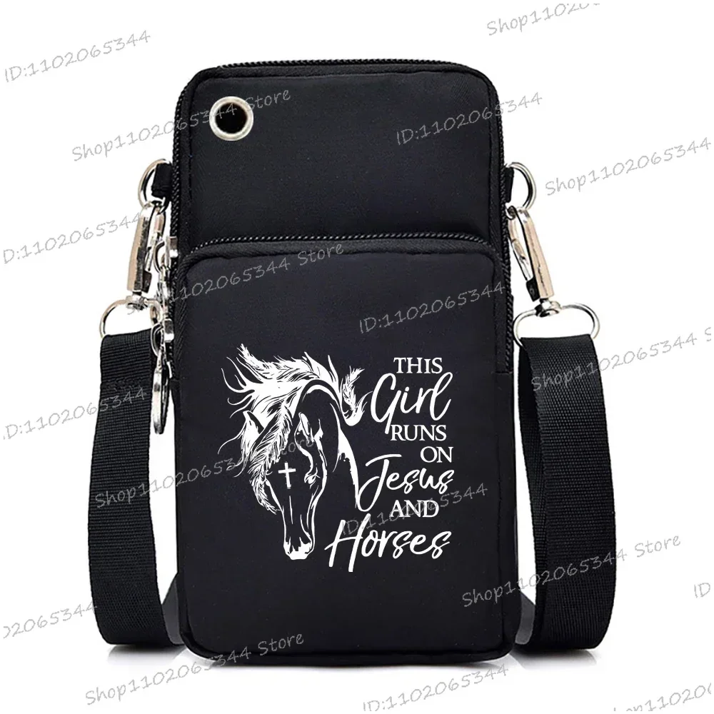 Fashion Brand Mini Mobile Phone Bag Horse Printed Crossbody Bags for Women Hombre Aesthetic Shoulder Bag Outdoor Wrist Handbags