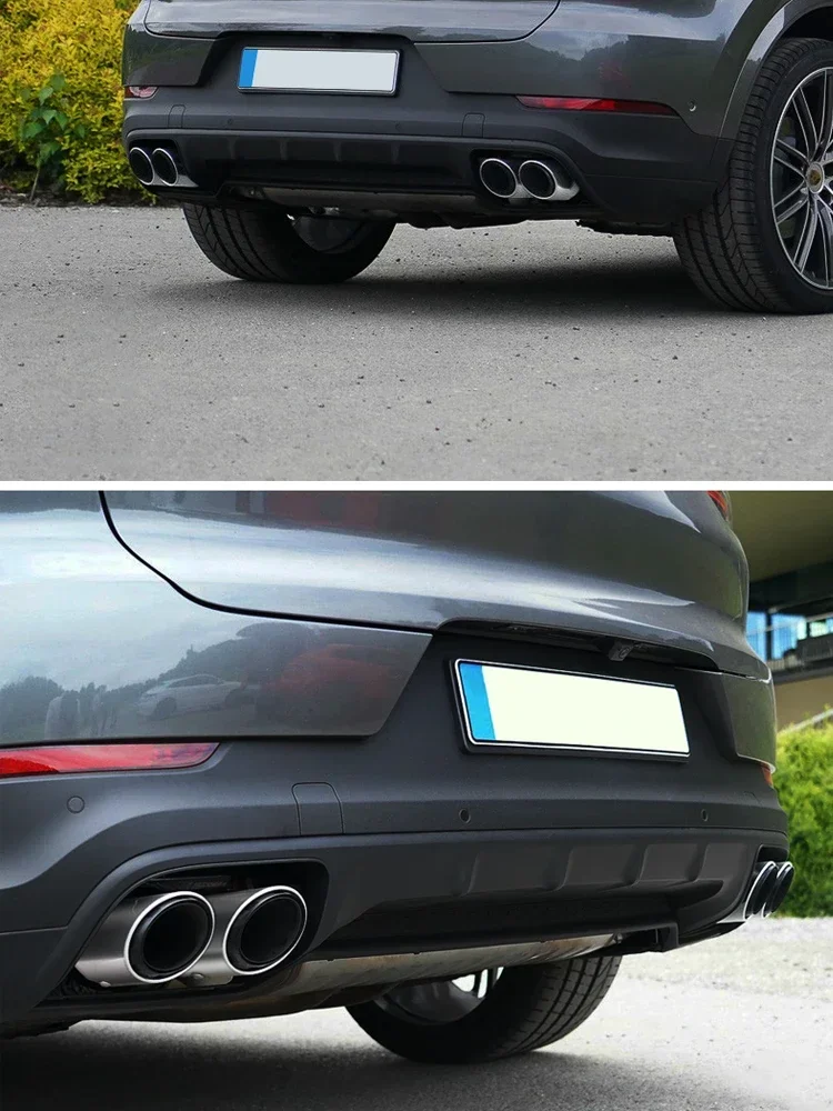 أنماط أنابيب عادم السيارة لبورشه كايين 9Y0 الهجين ترقية الفولاذ المقاوم للصدأ نصائح العادم نظام الأداء رباعية الخمار نصائح