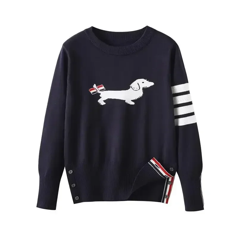 2024 Autumn Women's Golf Wear Luxury Brand Golf Sweater Fashion Embroidery Dog Top Korean Women's Windproof Golf Knitted