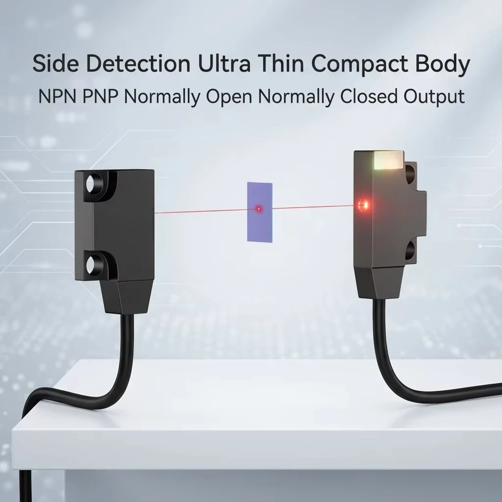 Lateral Detection Ultra-thin Photoelectric Sensor 12-24V NPN PNP Normally Open and Normally Closed