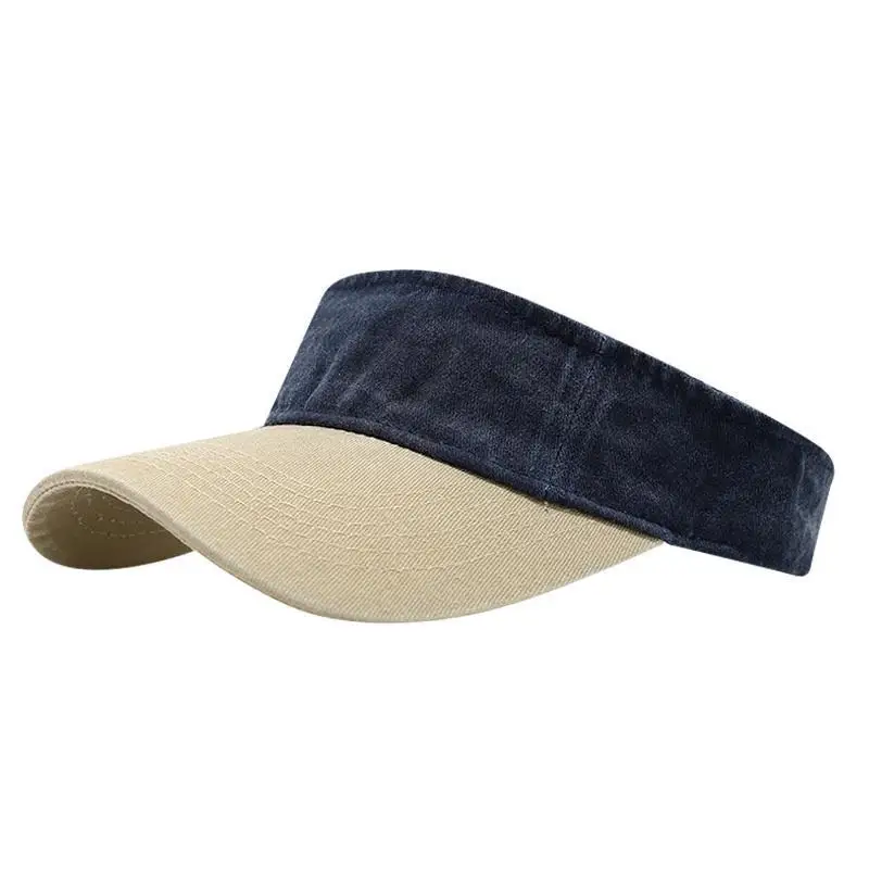 Customized Printed Logo Color Blocked Washed Empty Top Hat Trendy Retro Made Caps Men's And Women's Sun Protection Sports Hats