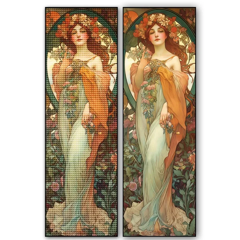 Famous European Women Large Diamond Painting Full Square Round Diamond Mosaic 5D Diy Jewelry Cross Stitch Rhinestones Pictures