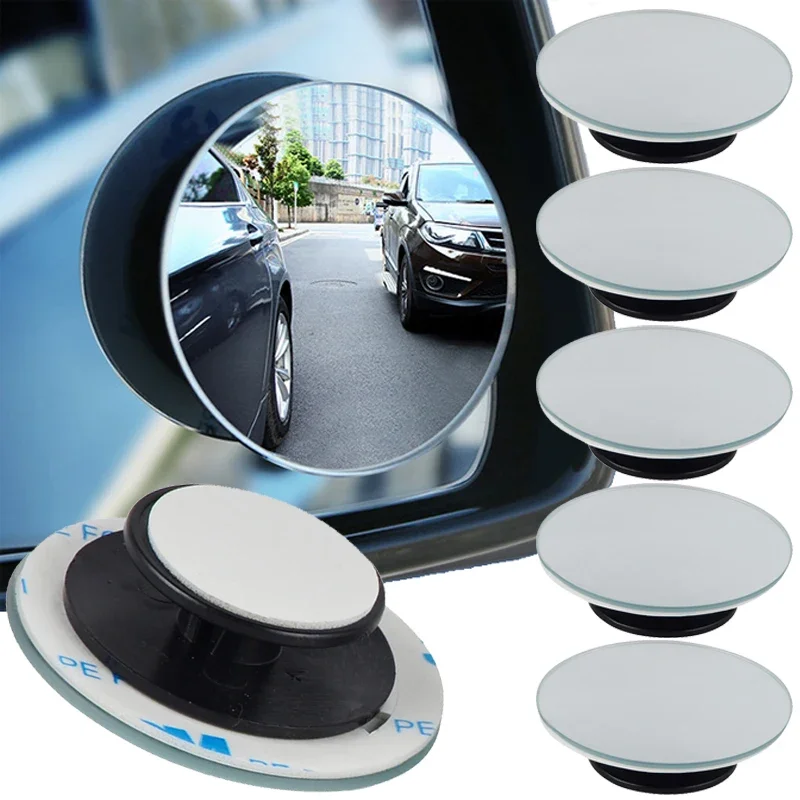 2-6Pcs 360 Degree Car Blind Spot Rear View Mirror Wide Angle Adjustable RoundMirror Car Reverse Auxiliary Rearview Convex Mirror