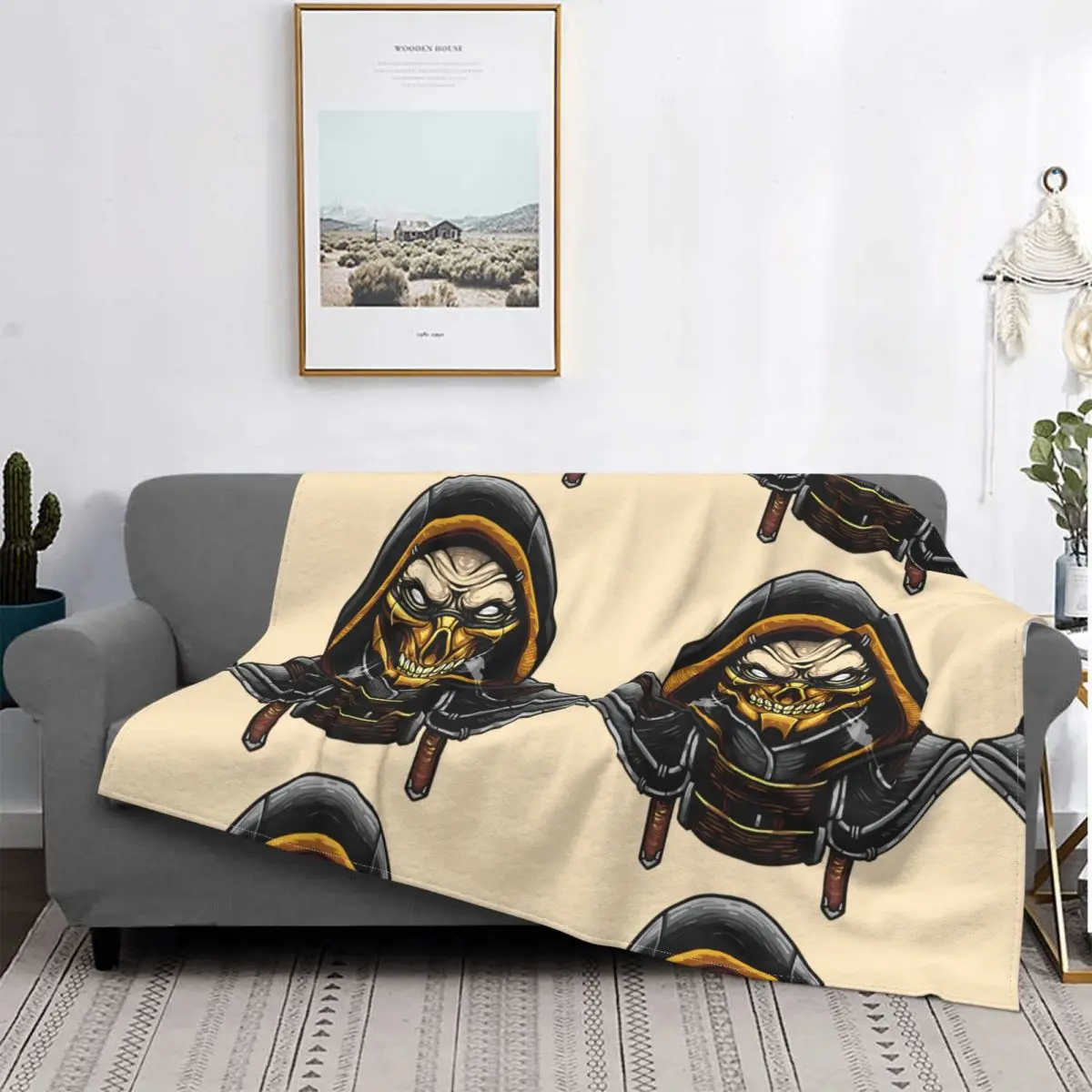 Scorpion Blanket Mortal Kombat Fighting Game Fleece Velvet  Lightweight Plaid Throw Blankets For home Plush Thin Quilt