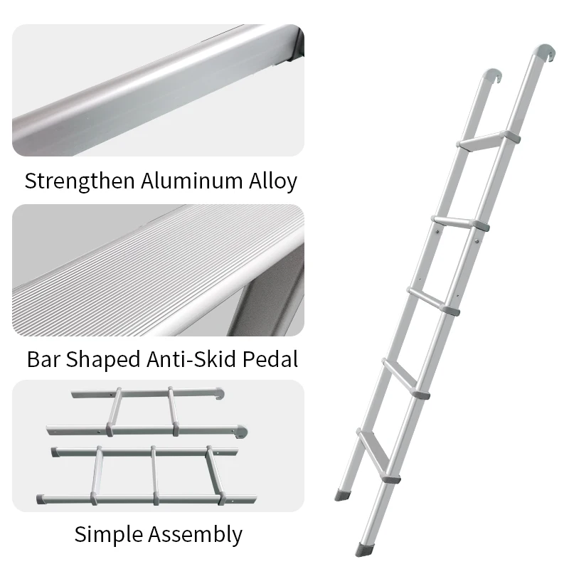 Escalera interior para RV Escalera de cinco escalones para cama en autocaravana Escalera antideslizante de almacenamiento de aleación de aluminio para camas arriba y abajo Caravana