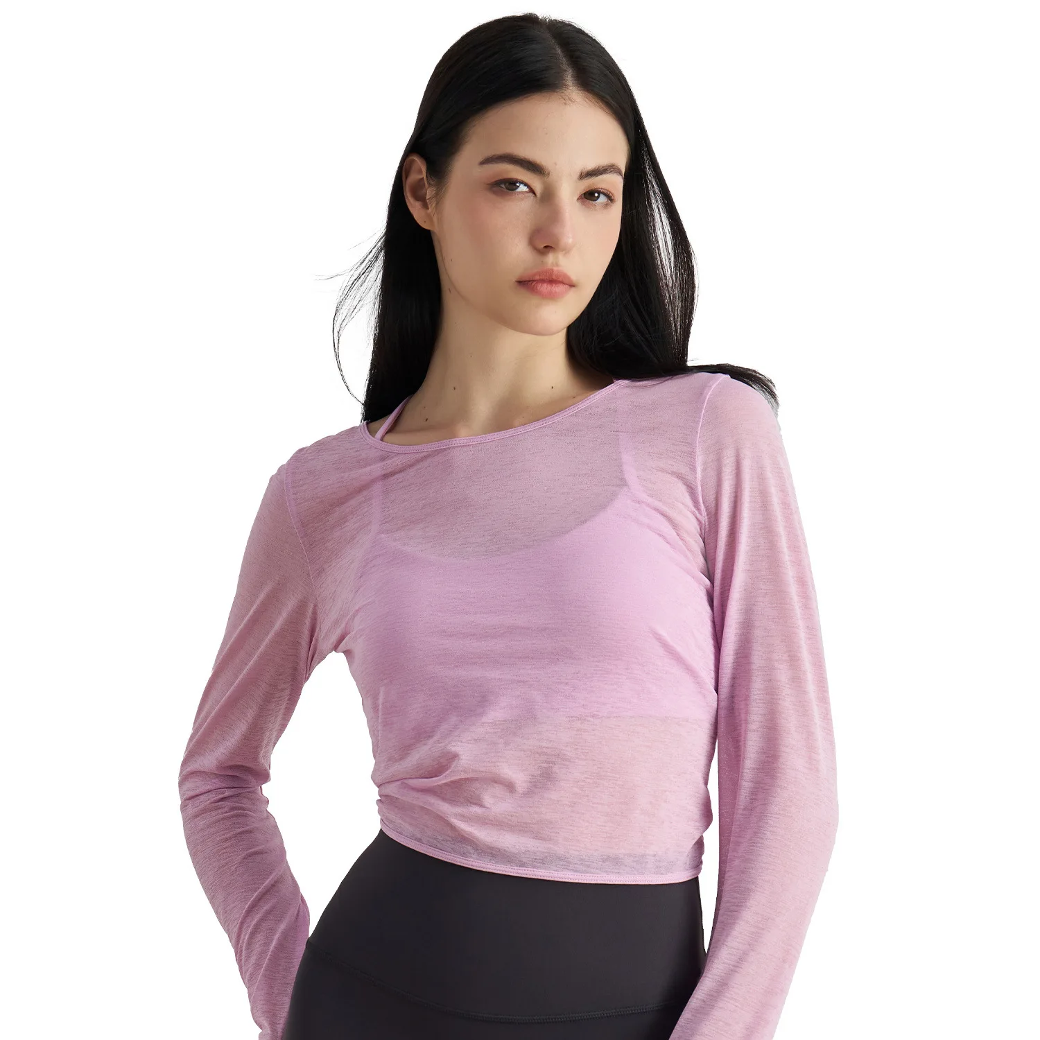 

Mermaid Curve Slub Yarn Yoga Clothing Top Women's Beautiful Back Strap Sports Long Sleeve Running Quick-drying Fitness Clothing