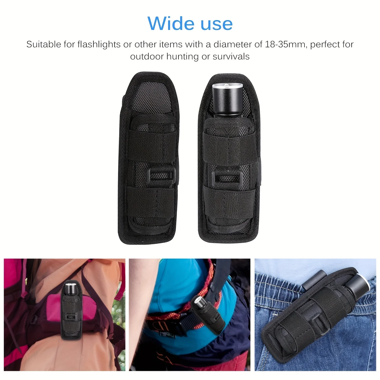 1pc Outdoor Tactical Nylon Flashlight Bag, 360 Degree Swivel Wear Resistant Hunting Lighting Accessories Kit