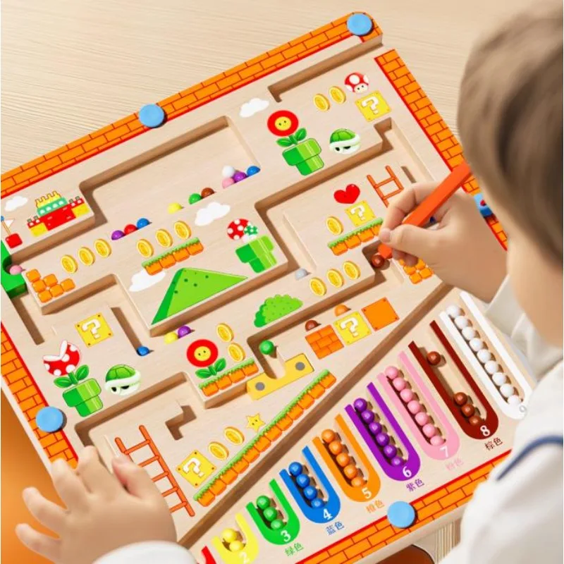 Magnetisch doolhof voor kinderen Wandelbal Babyconcentratietraining, Logica schrijven Denken 3-jarige puzzel voor vroeg onderwijs