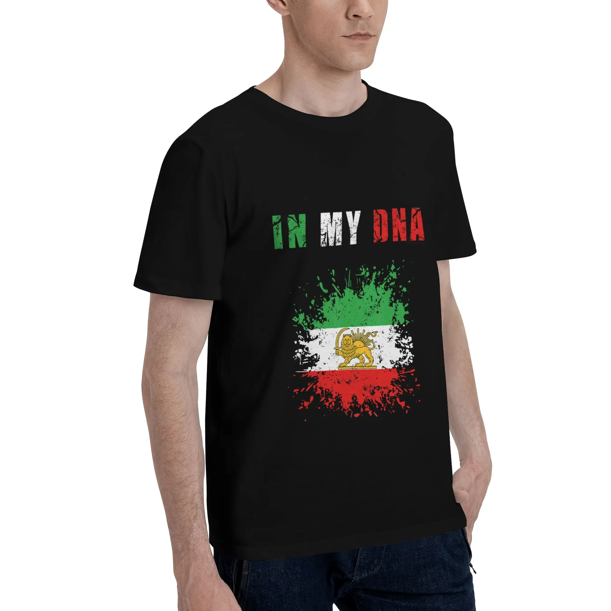 Iran Drapeau Lion du Soleil Persan Men T-Shirt Clothes  Creative Tees Short Sleeve fugees 100% Cotton