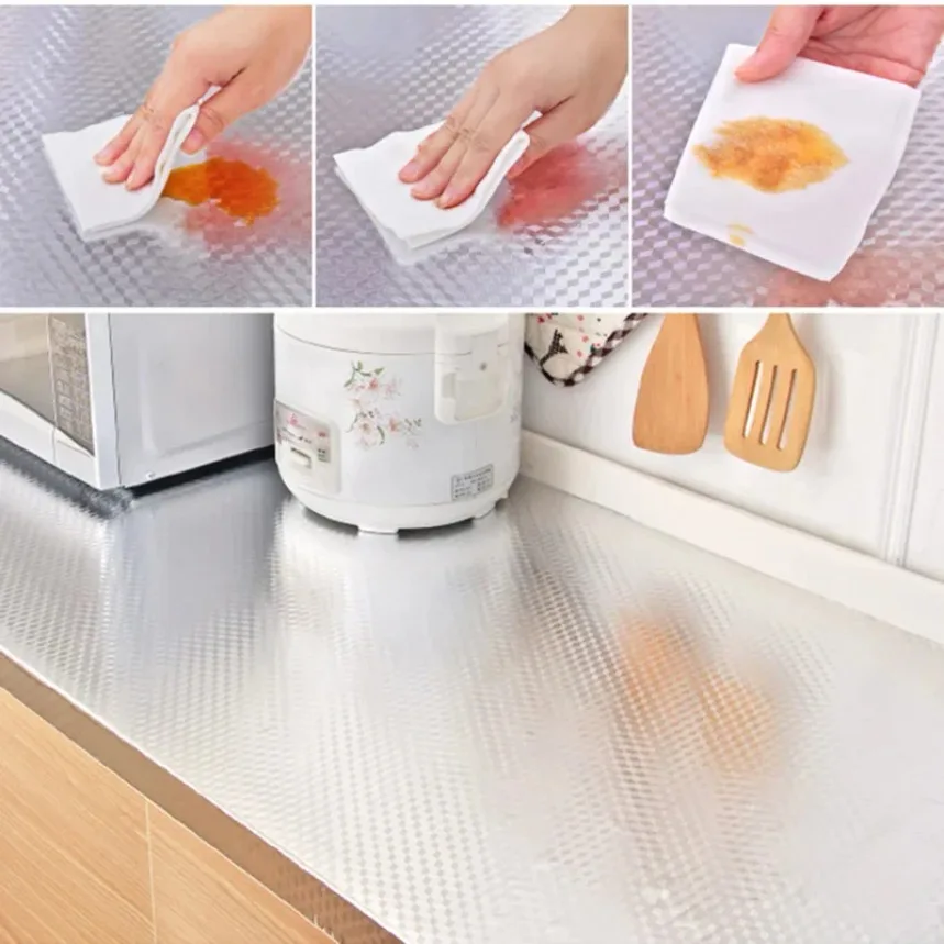 Aluminum Foil Oil-proof Self Adhesive Waterproof Modern Kitchen Wall Sticker DIY Stove Cabinet Wallpaper Mould Proof Home Decor