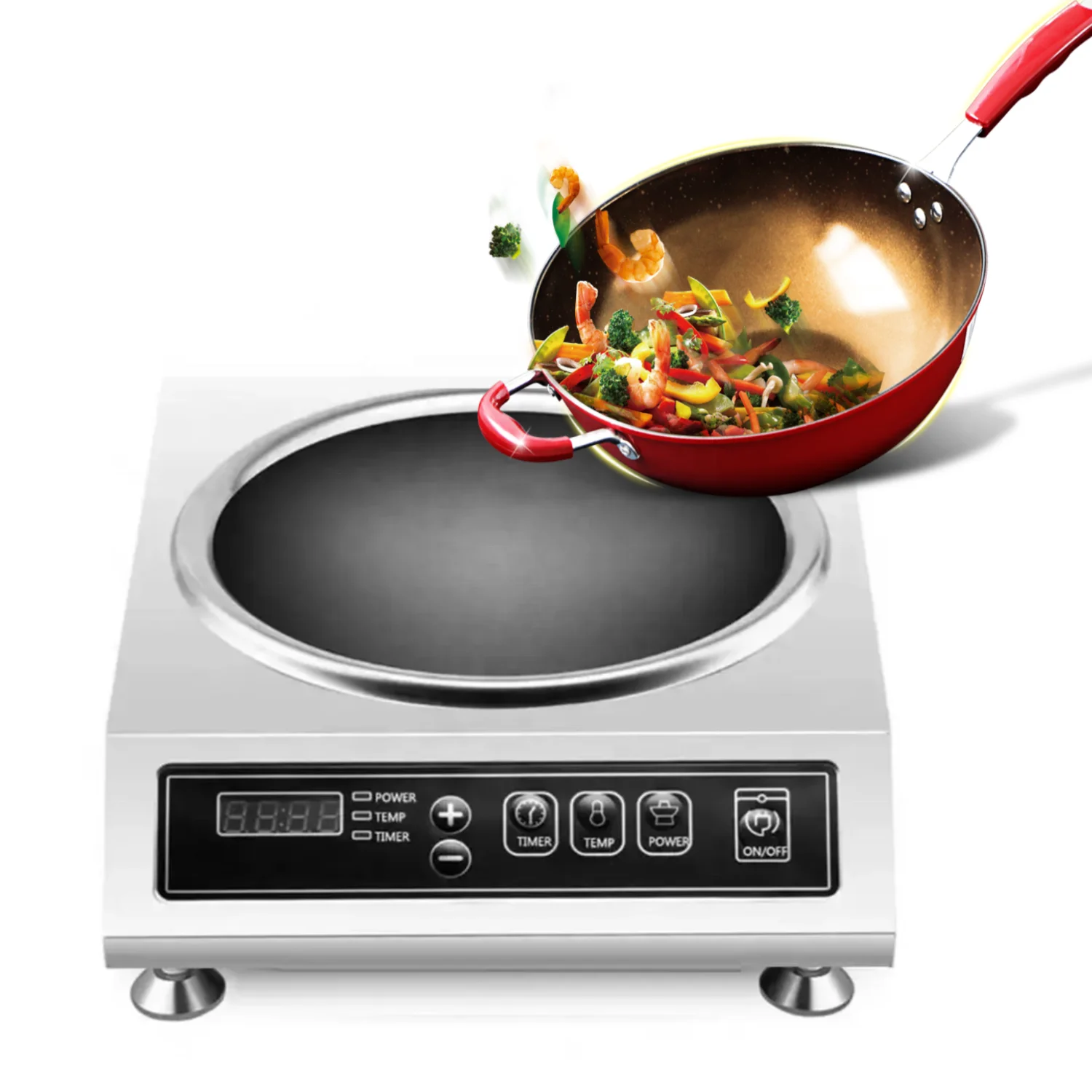 

Профессиональная индукционная плита 3500 Вт с вогнутой поверхностью для коммерческого использования, электрическая, настольная, для жарки во фритюре