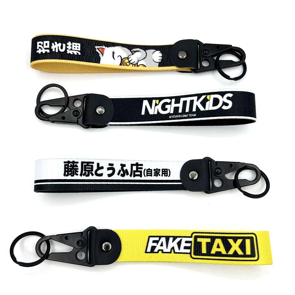 JDM Racing Culture Tag Keychain Pendant Car Motorcycle Clip Key Rings Wrist Japan Key Chain Keyring Holder Auto Accessories