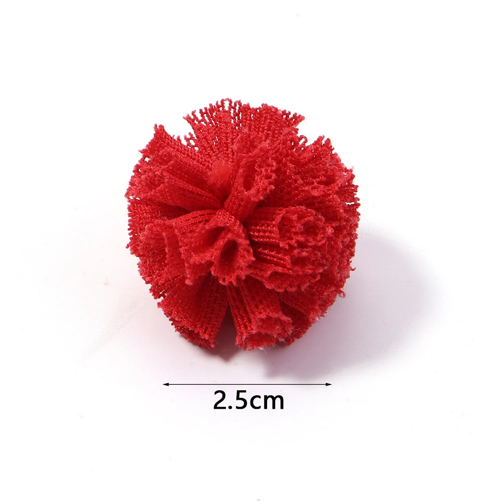 30pcs 25mm Korea Lace Balls DIY Gauze Elastic Flower Pompoms Craft Plush Mesh Balls Beads for Hairpins Jewelry Making Accessory