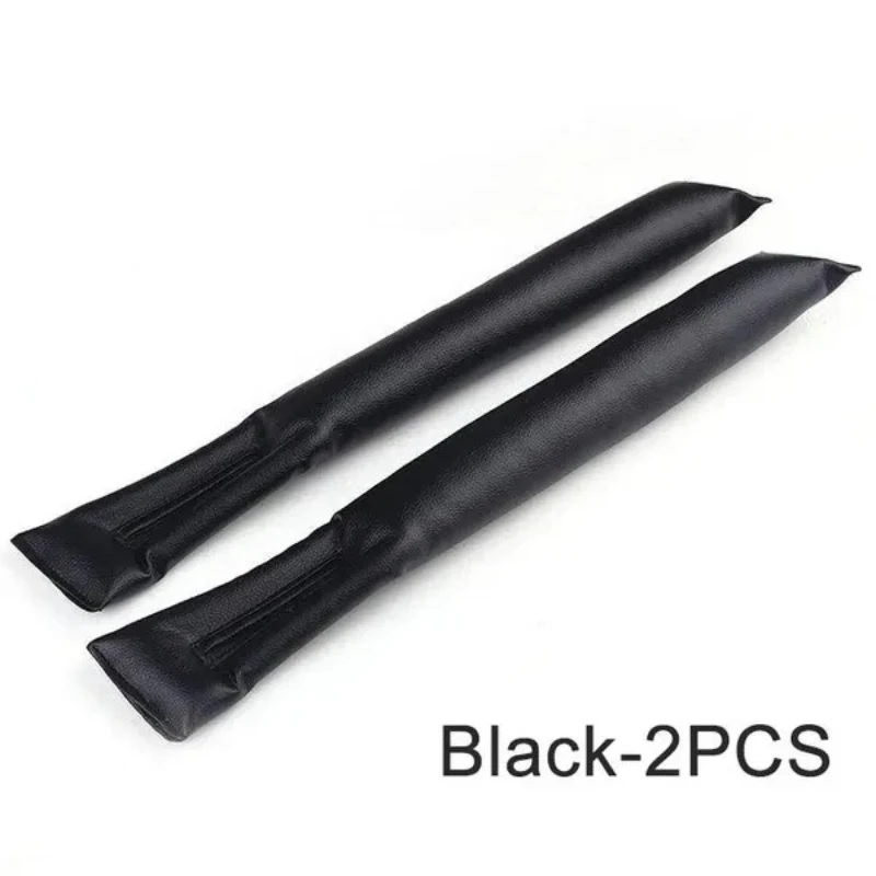 2Pcs PU Leather Car Seat Gap Filler Universal Crevice Plug Wedge Anti Drop Strip for Auto Interior Black