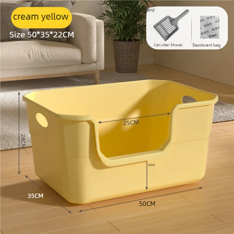 Cat litter box, extra large size, semi enclosed cat toilet, odor proof, kitten litter box, splash proof, cat poop box