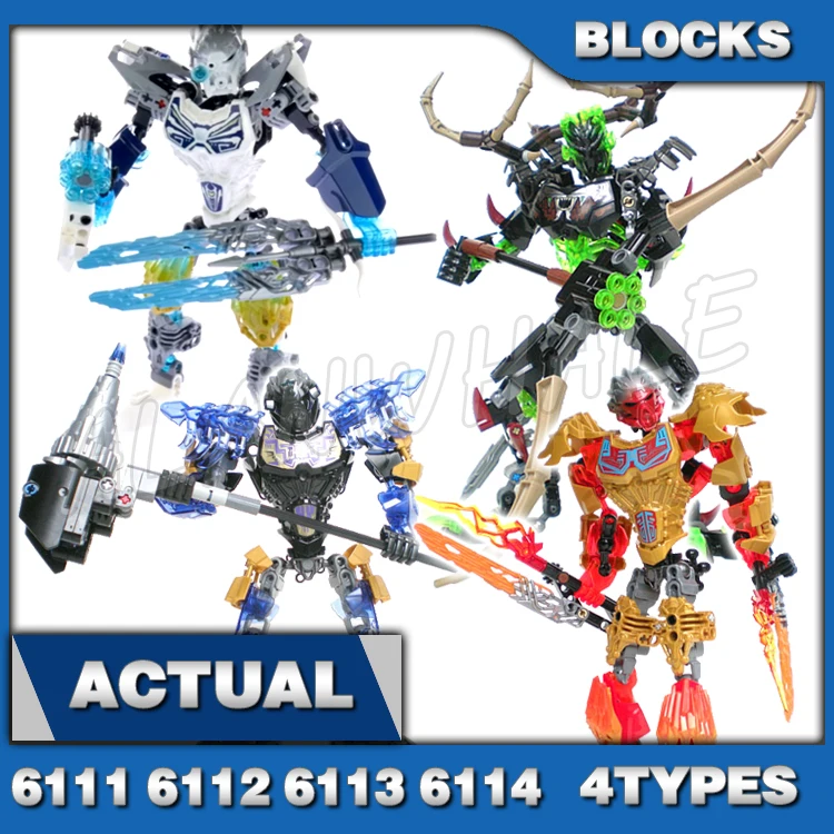 4Types Bionicle Unity Mask Uniter of Fire Earth Ice Tahu Onua Umarak the Hunter 611 Building Block toys Compatible With Model