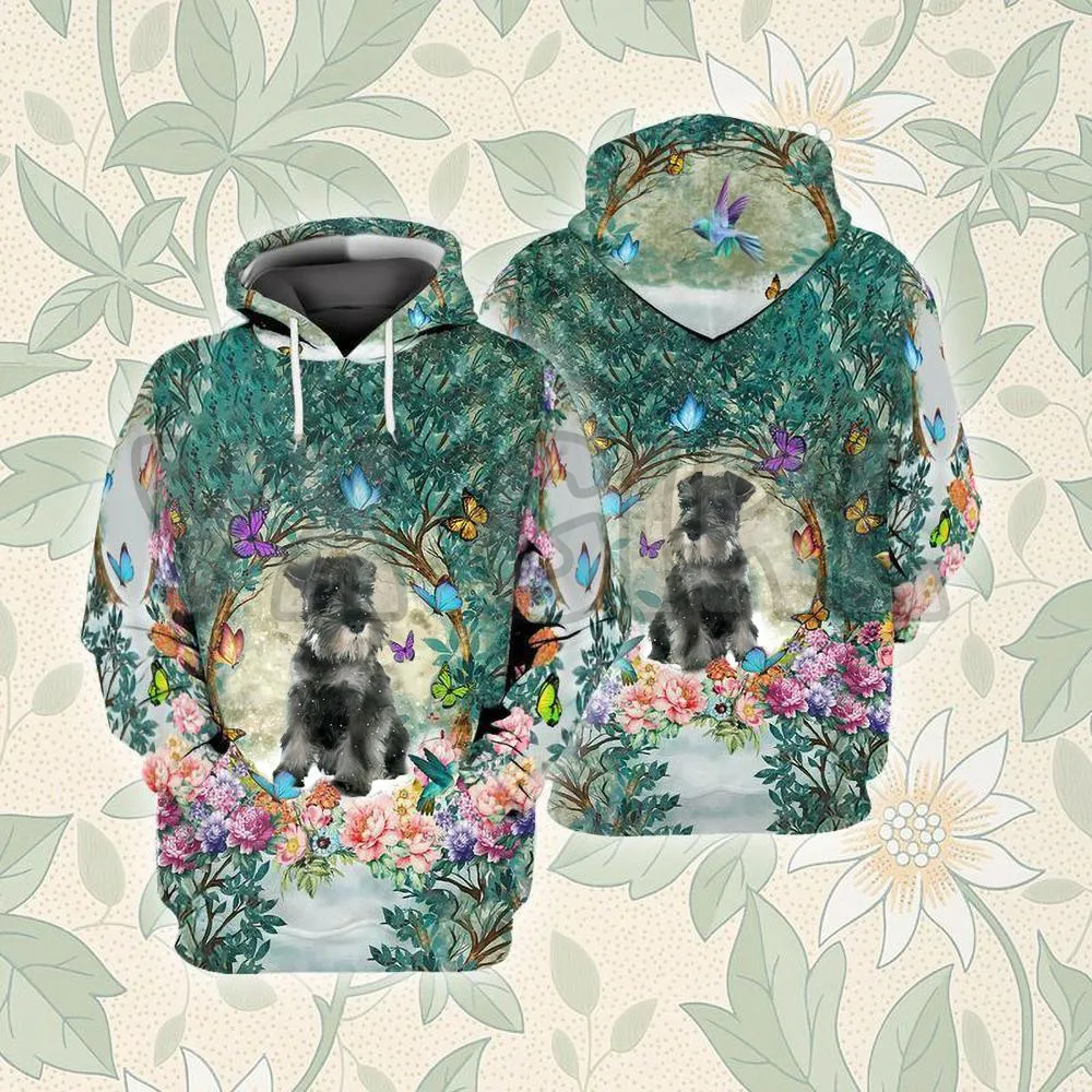 

Schnauzer Among Forest 3D Printed Hoodies Unisex Pullovers Funny Dog Hoodie Casual Street Tracksuit