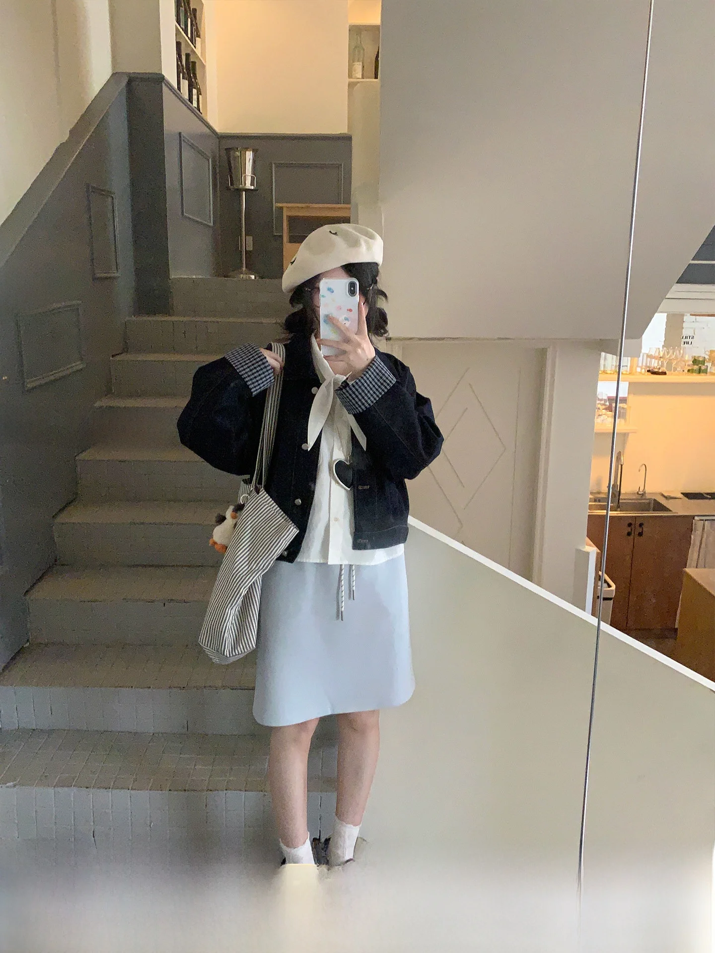 

Свободная прямая корейская толстовка миди с разрезом и высокой талией, повседневная сезонная юбка H-образной формы с высокой талией на весну и осень