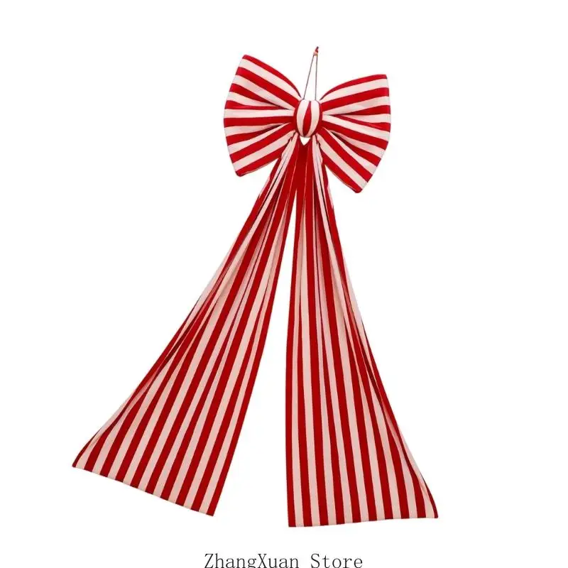 Weihnachtsbaumband-Akzent, gestreifter Hängebesatz aus weichem Stoff 3XUF – Detail 4