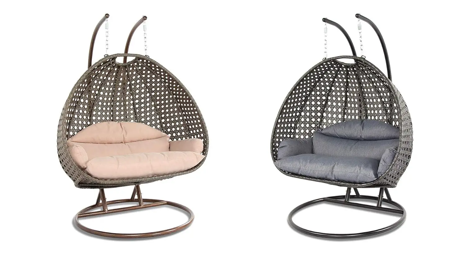 Indoor & Outdoor Swing Chair Set 2-Piece Charcoal & Latte Patio Garden Balcony Porch Hanging Seat, Customized