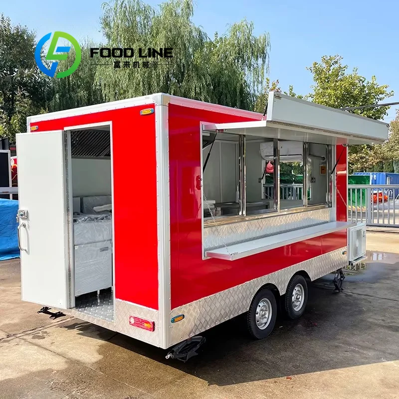 Food Trailer, Lockable Storage Cabinets Safe Food Storage Weatherproof Exterior Mobile Catering Trailer For Beach Tourist Spots