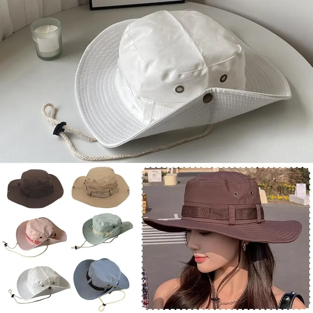 

Wide Brim Hat Round Brim Women's UV Protection Mountaineering Outdoor Double-Sided Hat Fisherman Hat Sun S5C2