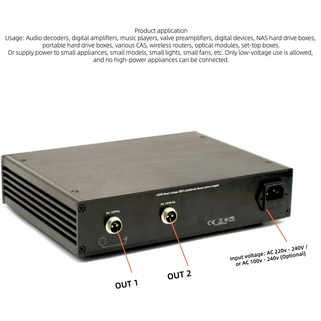 150W High current linear power supply 2PCS, output stable voltage with low ripple and low noise DC power supply DC5V 12V 19V 24V