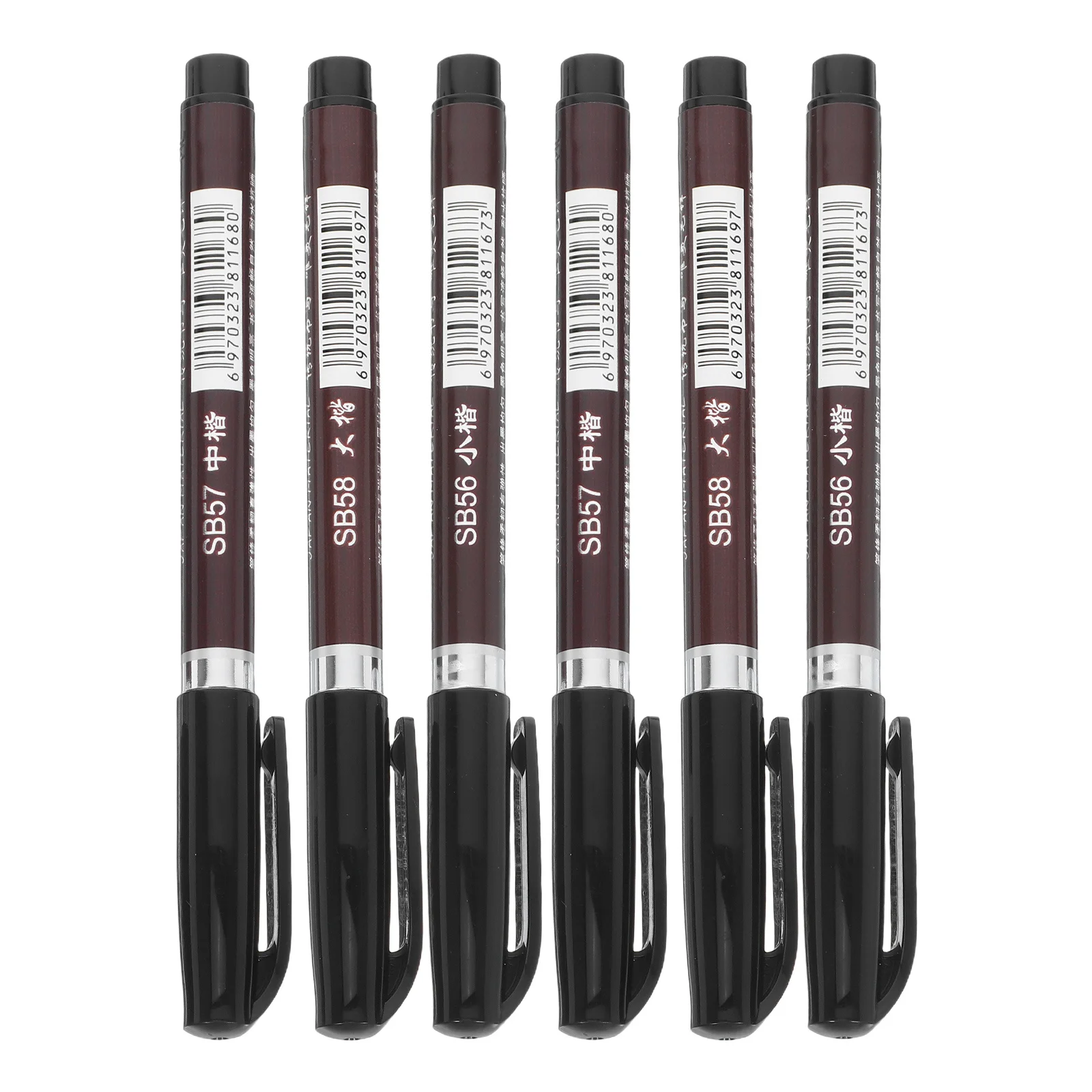 

6Pcs Calligraphy Brush Set Chinese Japanese Style Resilient Flexible Tips Excellent Water Retention for Handwriting Lettering