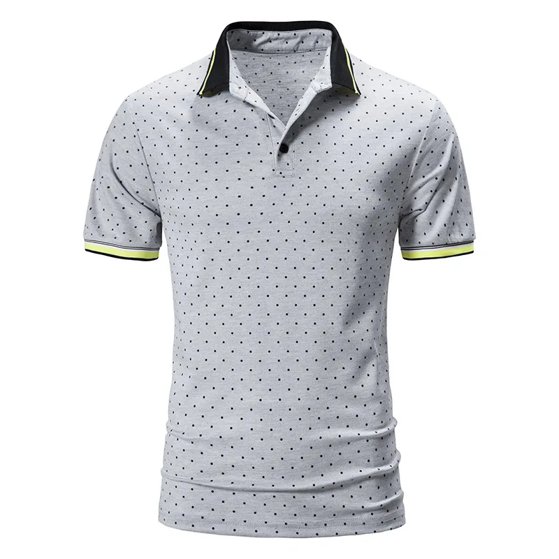 Fashion Polka Dot Print T Shirt Men 2024 Brand Slim Fit Short Sleeve Polo Shirts Men Harajuku Streetwear Casual Tops Polos Shirt