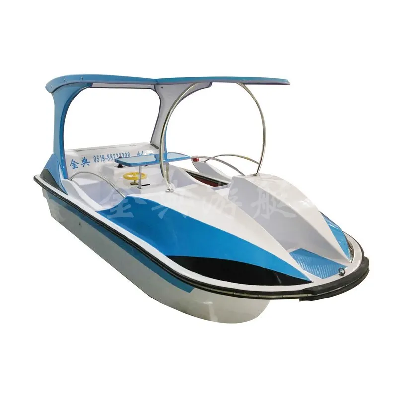 Factory direct sales 4 people Fengshen self-draining electric boat FRP scenic park cruise water park battery boat