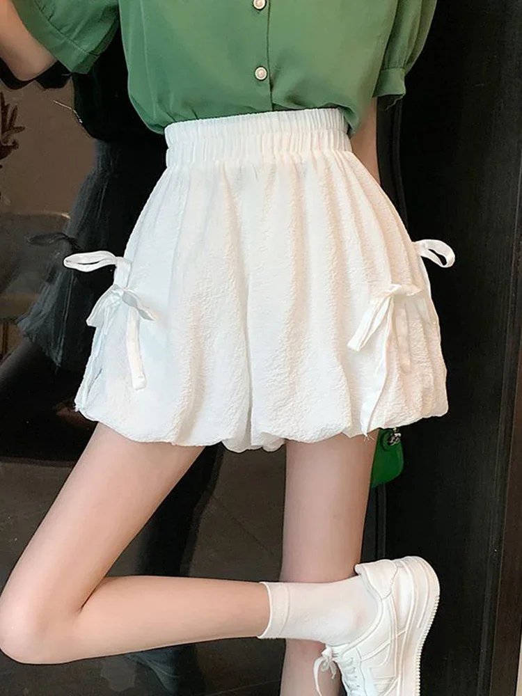 

Sweet Fashion Loose Bloomers Shorts Women High Waist Korean Preppy Style Short Pants Casual Design All Match Solid Shorts