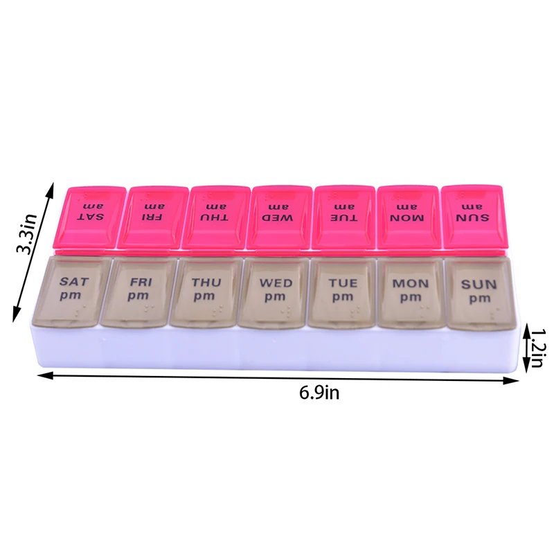 Large 7 Day Twice Daily (AM,PM) Pill Box Medicine Organiser With 14 Compartments