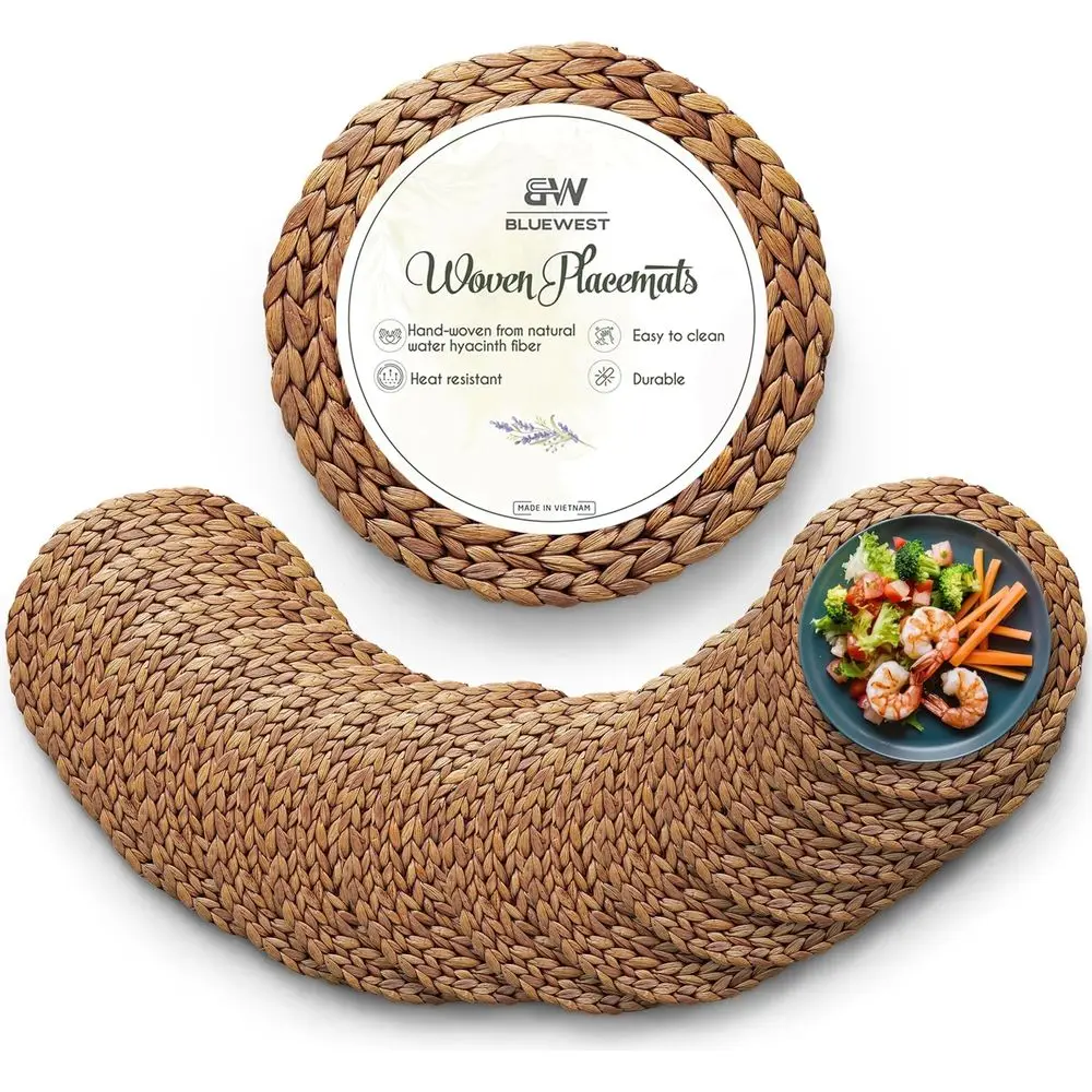 

Набор из 14 коричневых плетеных салфеток из ротанга, диаметр 12–14 дюймов, термостойкие и противоскользящие для обеденных столов.
