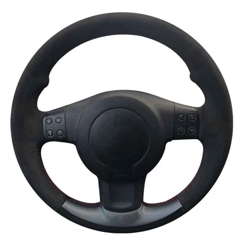 Car Steering Wheel Cover Soft Black Suede Hand-stitched For Seat Leon (1P) FR 2007 Leon (1P) Cupra 2007 Ibiza (6L) FR 2006