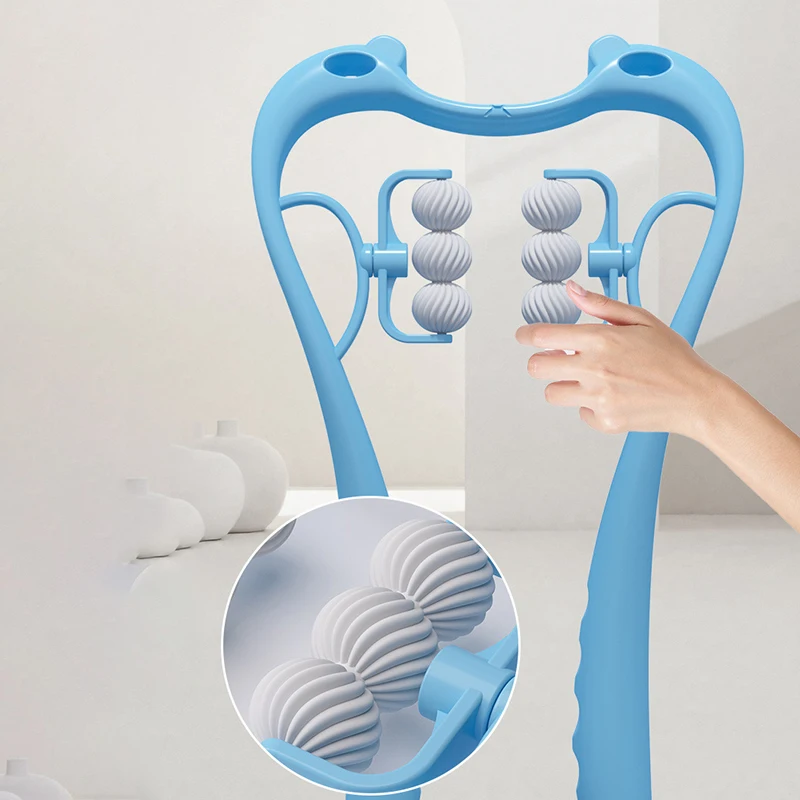 Cervical Massager Clip Neck Massage Artifact Six Wheel Neck Kneading Massager Manual Multifunctional Home Use Fatigue Relief