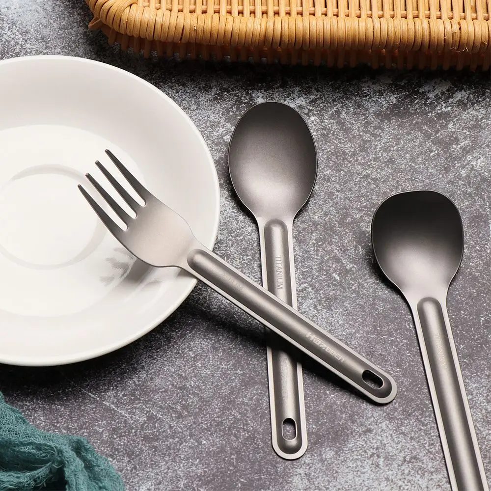 Cubiertos ultraligeros de titanio – Tenedor y cuchara para pesca - imagen 4