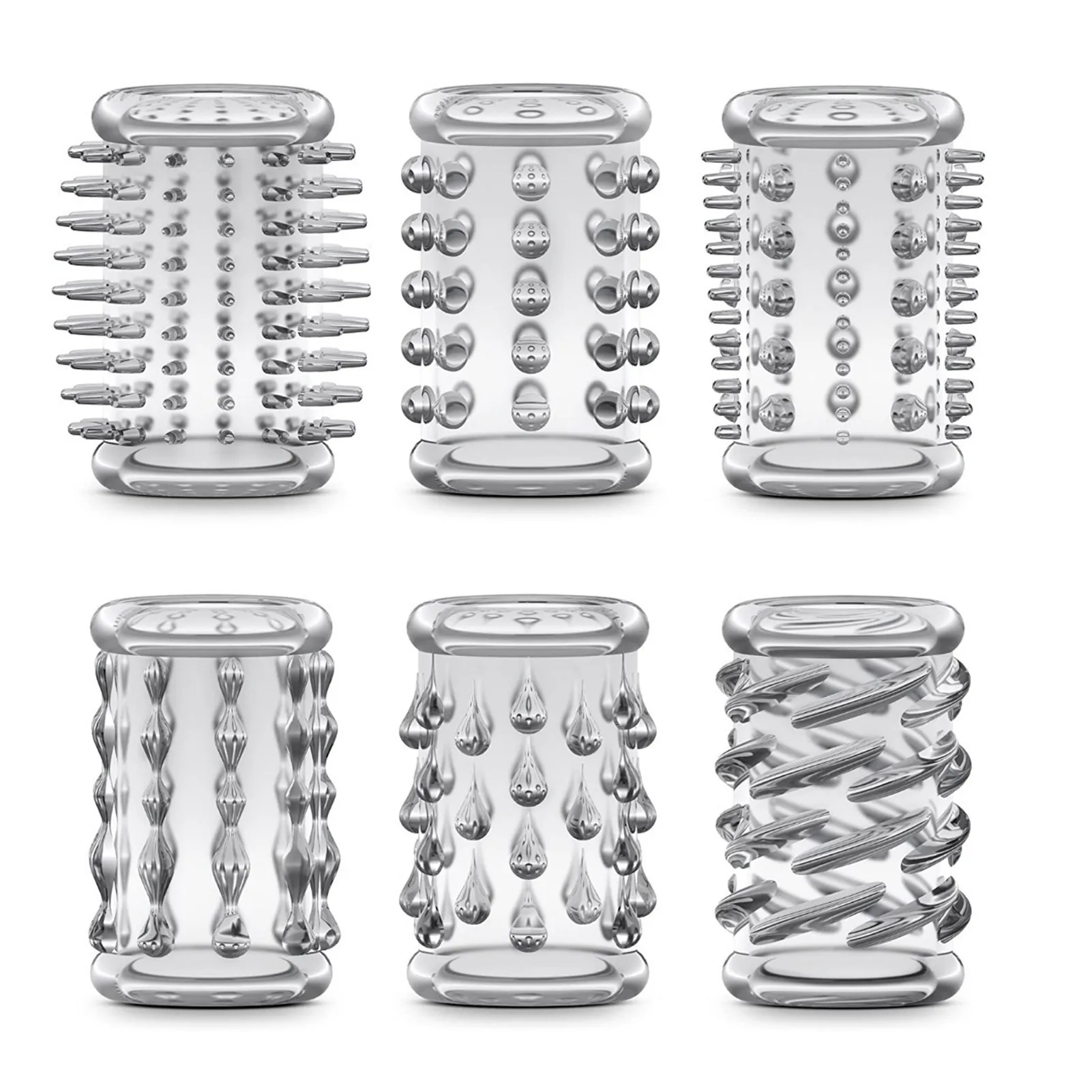 6 uds funda transparente para pene condón juguete sexual para hombres erección ampliada reutilizable retraso anillo para pene estimular pareja suministros para adultos