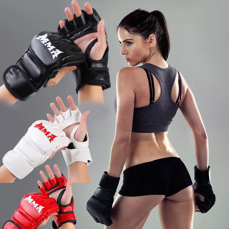 MMA القتال قفازات الملاكمة ساندا الملاكمة التايلاندية الكبار نصف اصبع قفازات UFC قفازات الكبار الرمل قفازات للرجال والنساء