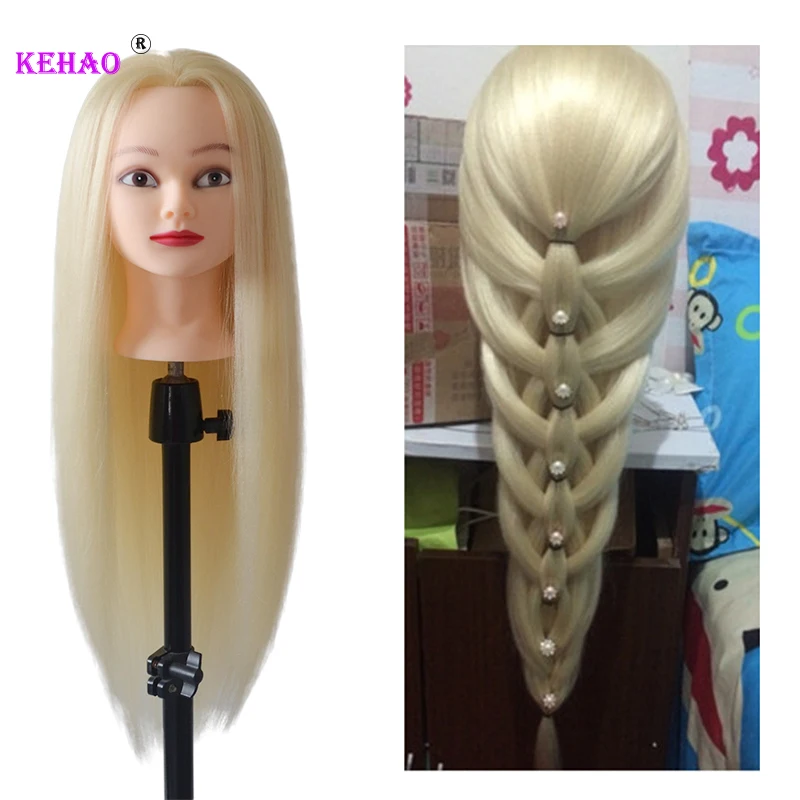 100% High Temperature Fiber Blonde Hair Mannequin Head Training Head For Braid Hairstyle Manikin Dummy Doll Head With Free Clamp