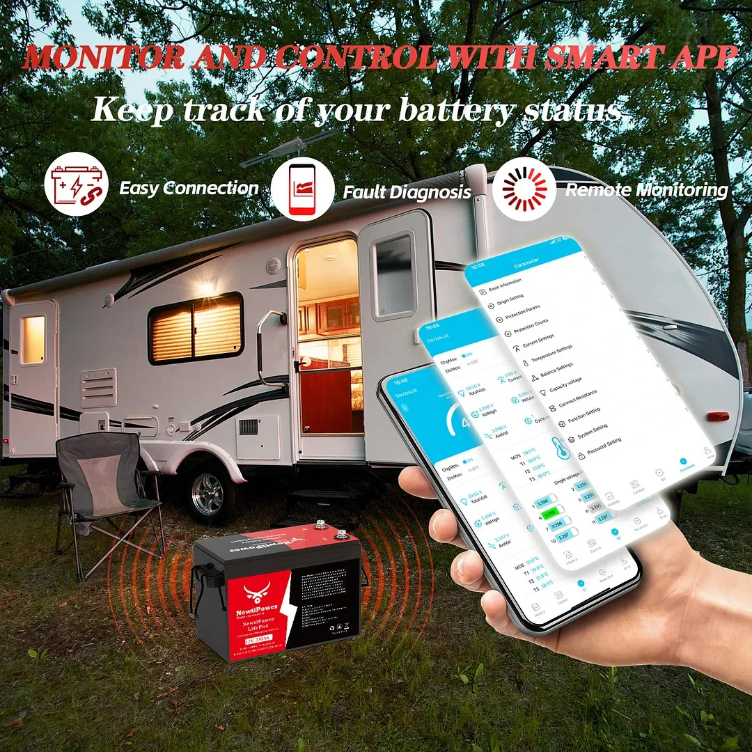 NewtiPower 12V 330Ah LiFePO4 Battery Small Size, 4224Wh Lithium Battery with 200A BMS, Up to 10000+ Rechargeable Cycles, Perfect for RV
