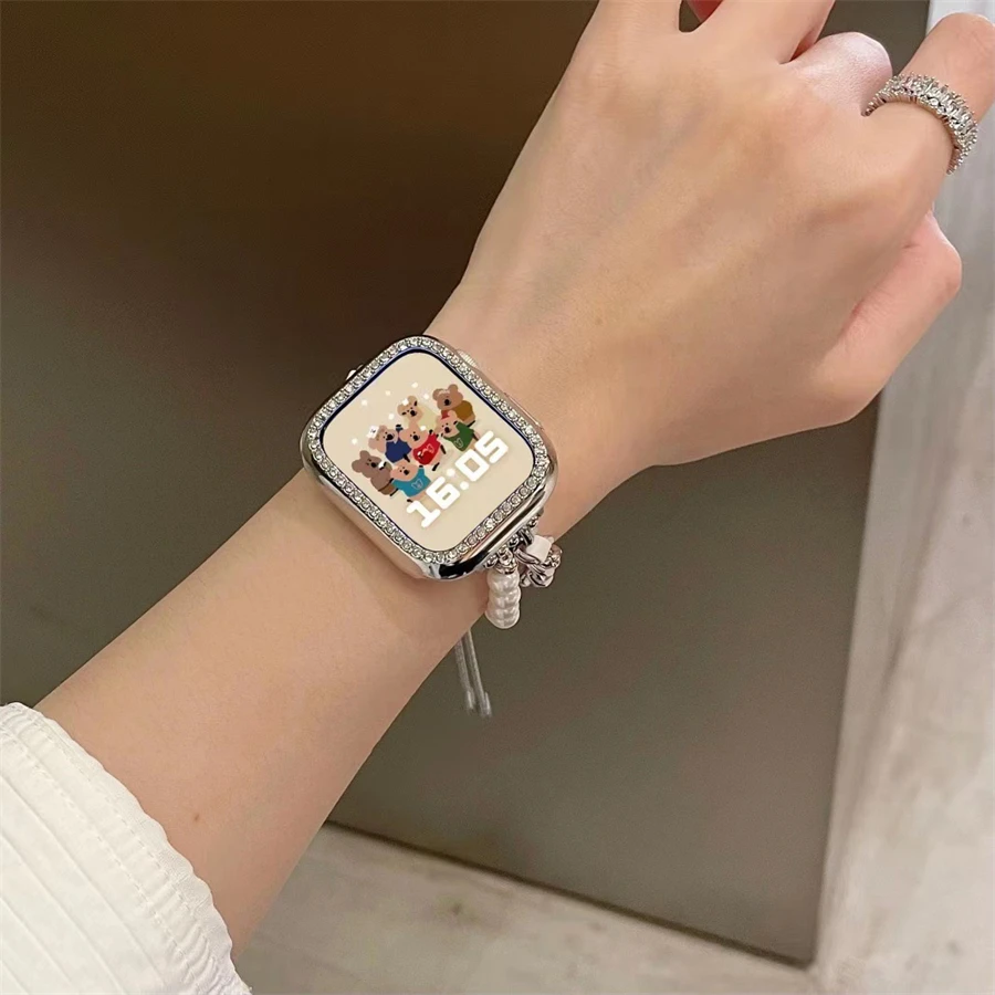 Bohemian bead bracelet compatible with iWatch strap 38mm 40mm 41mm 42mm 44mm 45mm 49mm for women, fashionable handmade elastic s