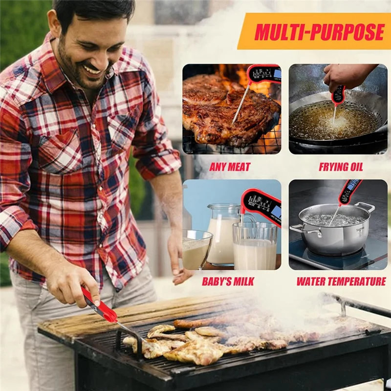 A96I-Digital Meat Thermometer Food Thermometer Instant Read Food Thermometer Foldable Probe, Cooking Thermometefor Home Outdoor