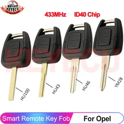 KEYECU DELPHI 433MHz ID40 Chip For Opel Vauxhall Vectra Zafira Remote Key Fob OP1 24424723 With HU43 HU100 YM28 HU46 Blank Blade
