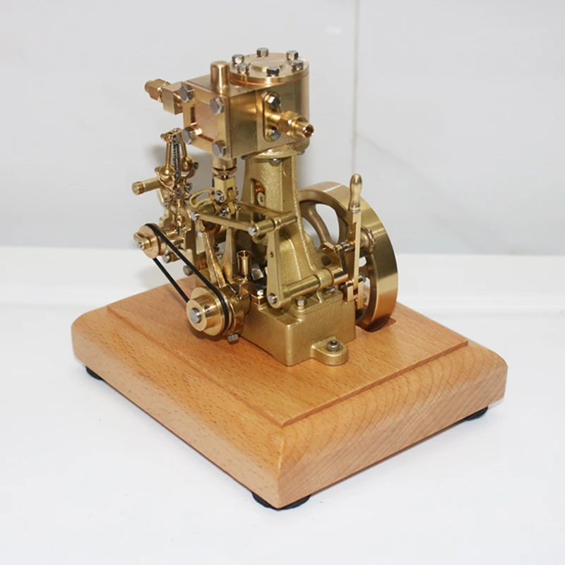 1.8cc Vertical Single Cylinder Steam Engine Model Brass with Base Internal Combustion Engine Model Experimental Toy