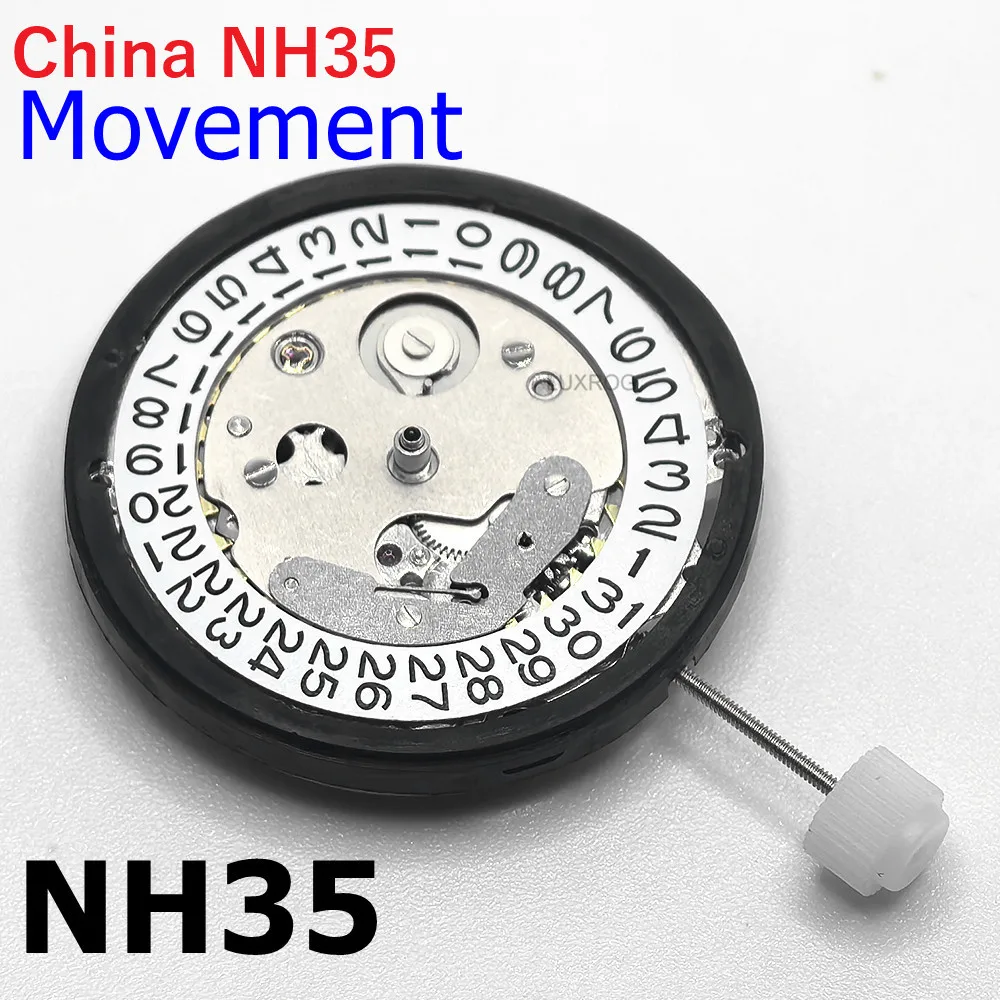 حركة NH35 الصينية يمكن أن تحل محل حركة NH35 اليابانية عند الساعة 3 تاريخ أبيض عالي الدقة ميكانيكي أوتوماتيكي NH35A