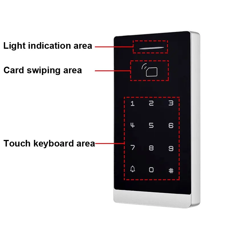 RFID Metal Touch Keypad Dual Frequency ID/IC 125K/13.56M Waterproof IP68 Large Capacity 10000 Users