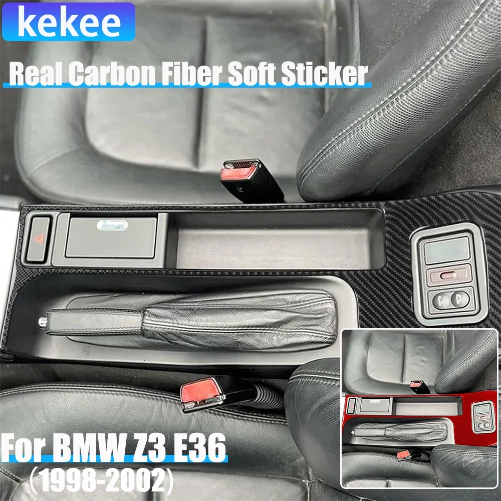 

Real Carbon Fiber Car Accessories Center Cup Holder Panel Decorative Cover Soft Sticker For BMW Z3 E36 1998 1999 2000 2001 2002