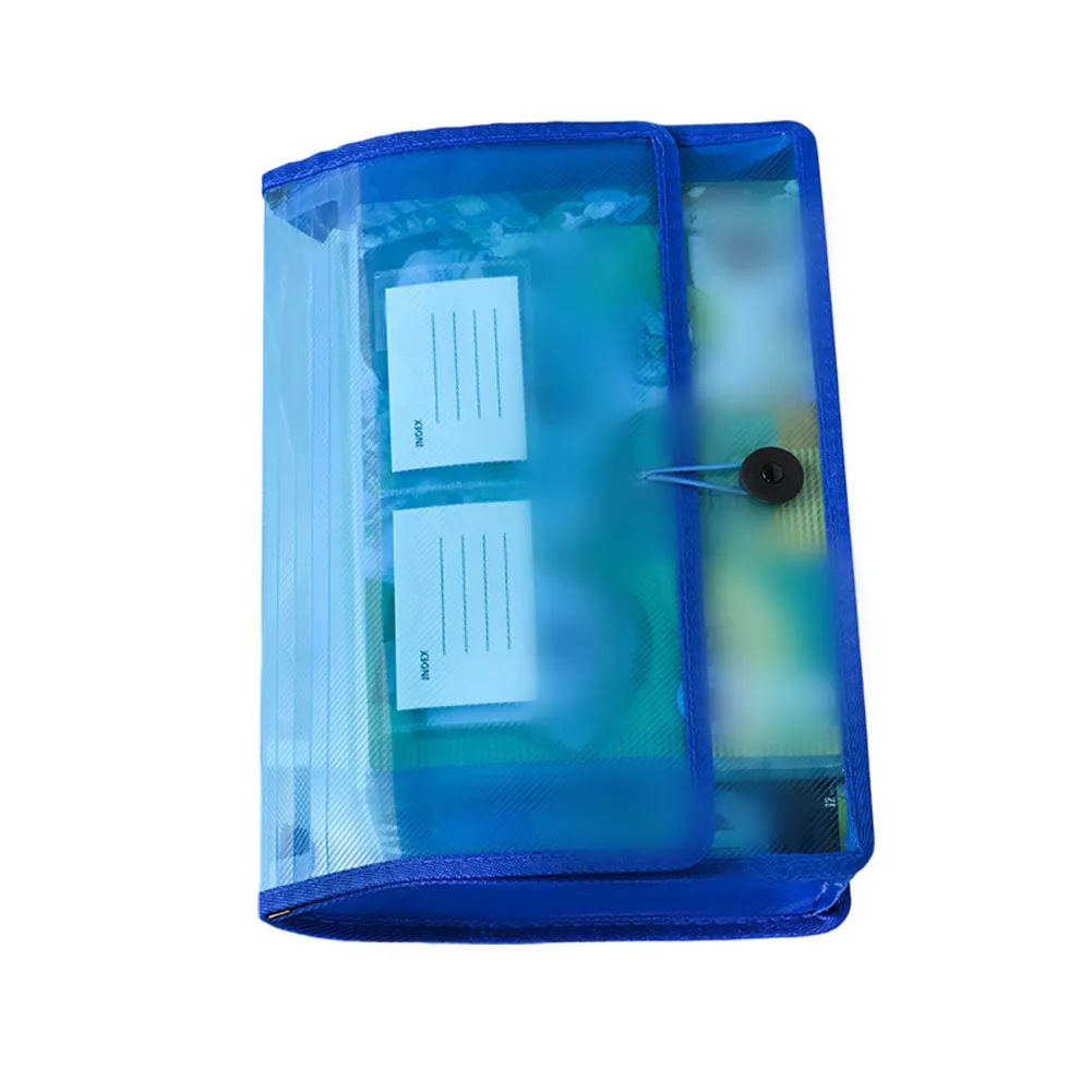 Transparent Waterproof PP Folder For A4 Documents - 33.5 x 24 cm Size with Secure Cord Closure in Rainbow Color Options