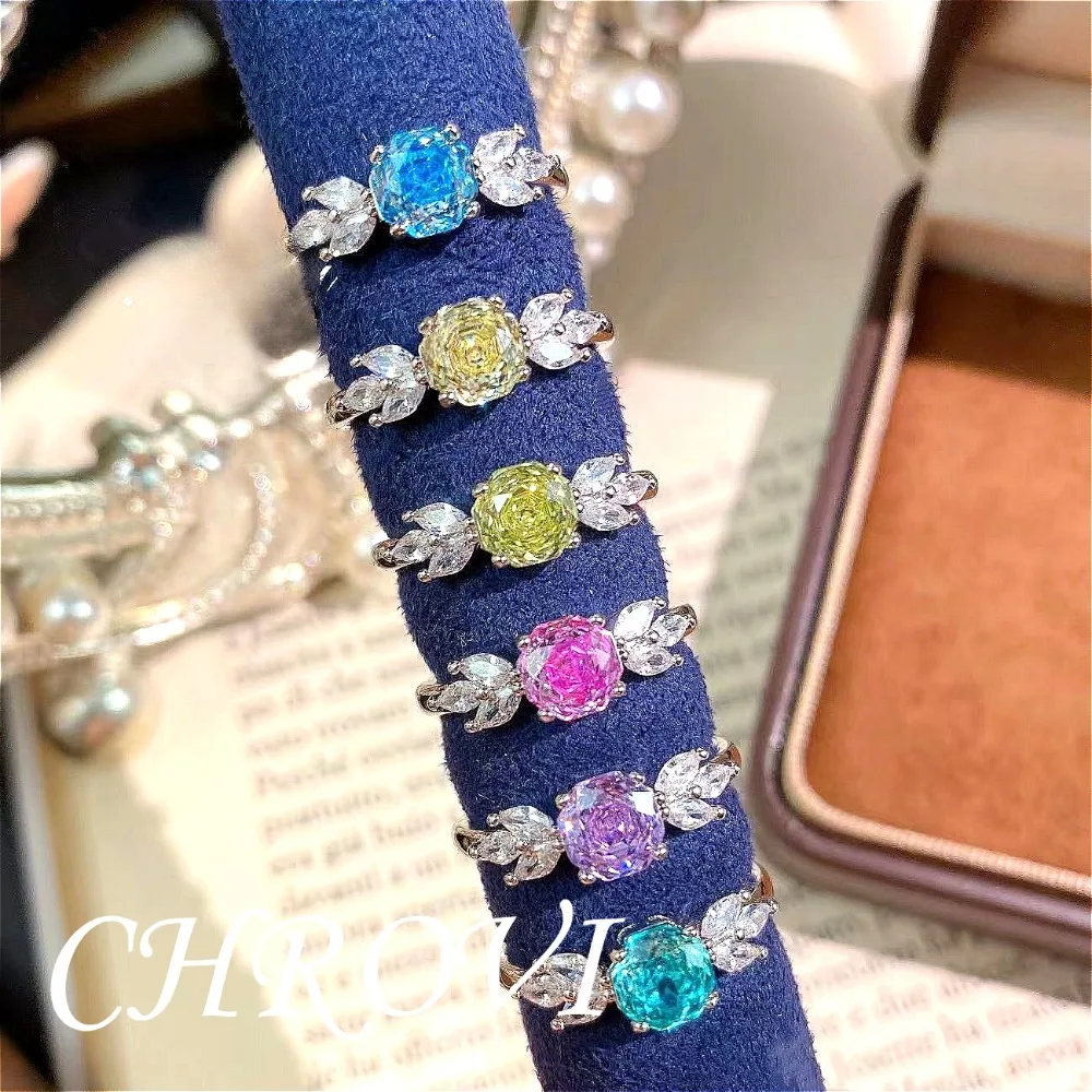 925 Sterling Silver Millennium Rose Fashion Light Luxury High-End Lace Pink Diamond Ring