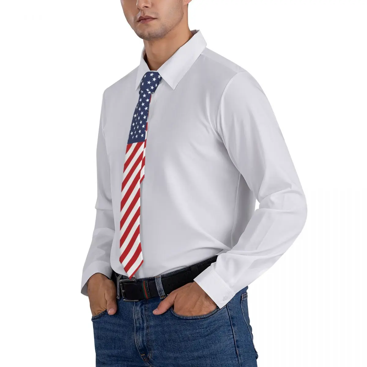 Flag Of United States USA Tie Emblem Cute Funny Neck Ties For Male Leisure Great Quality Collar Tie Custom Necktie Accessories